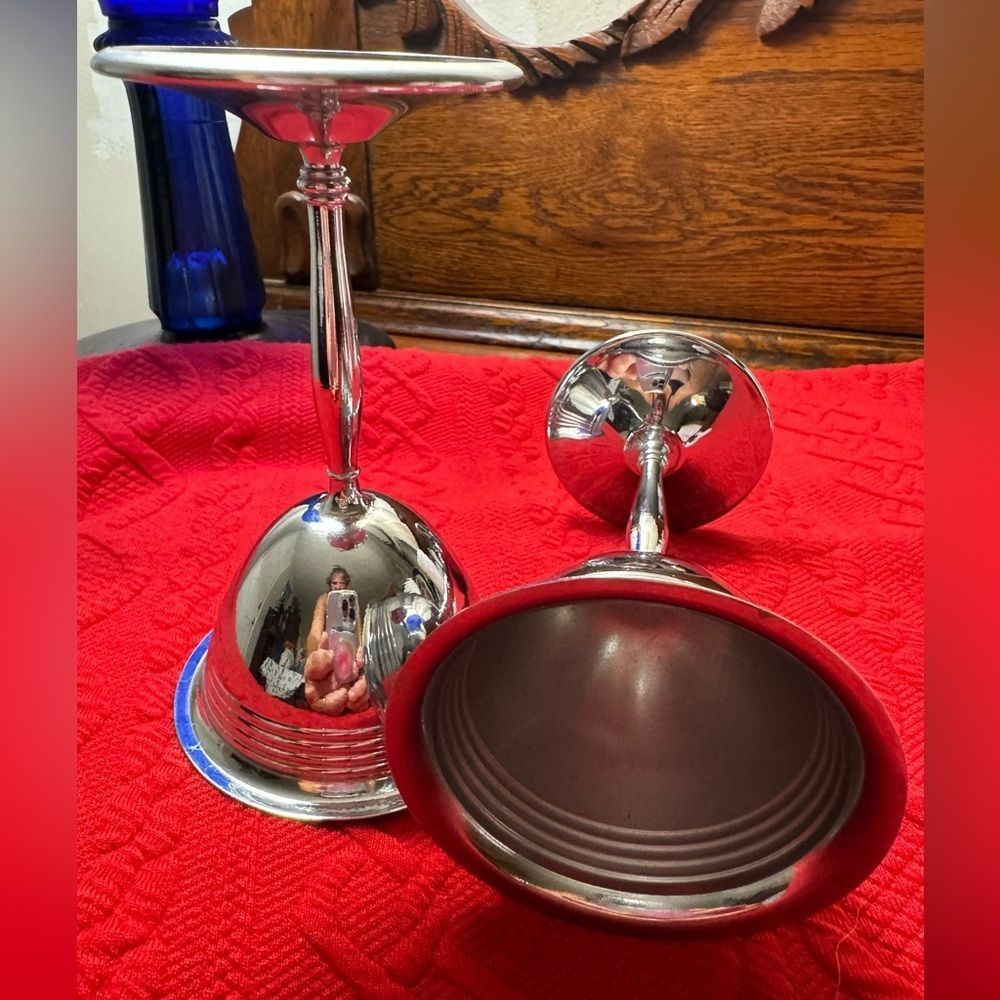 2 Vintage Chrome Goblets - Picture 4 of 6